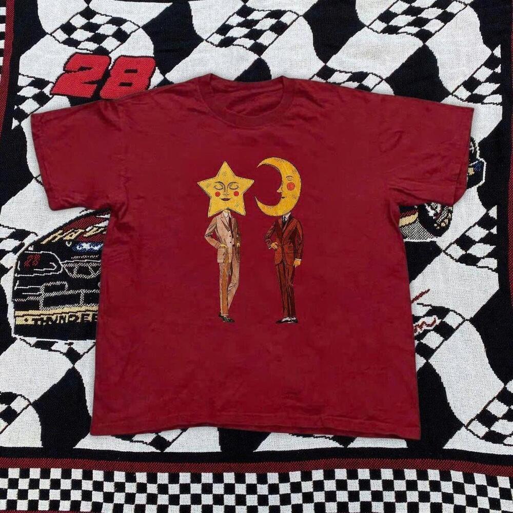 Red Graphic Tee With Star And Moon Design